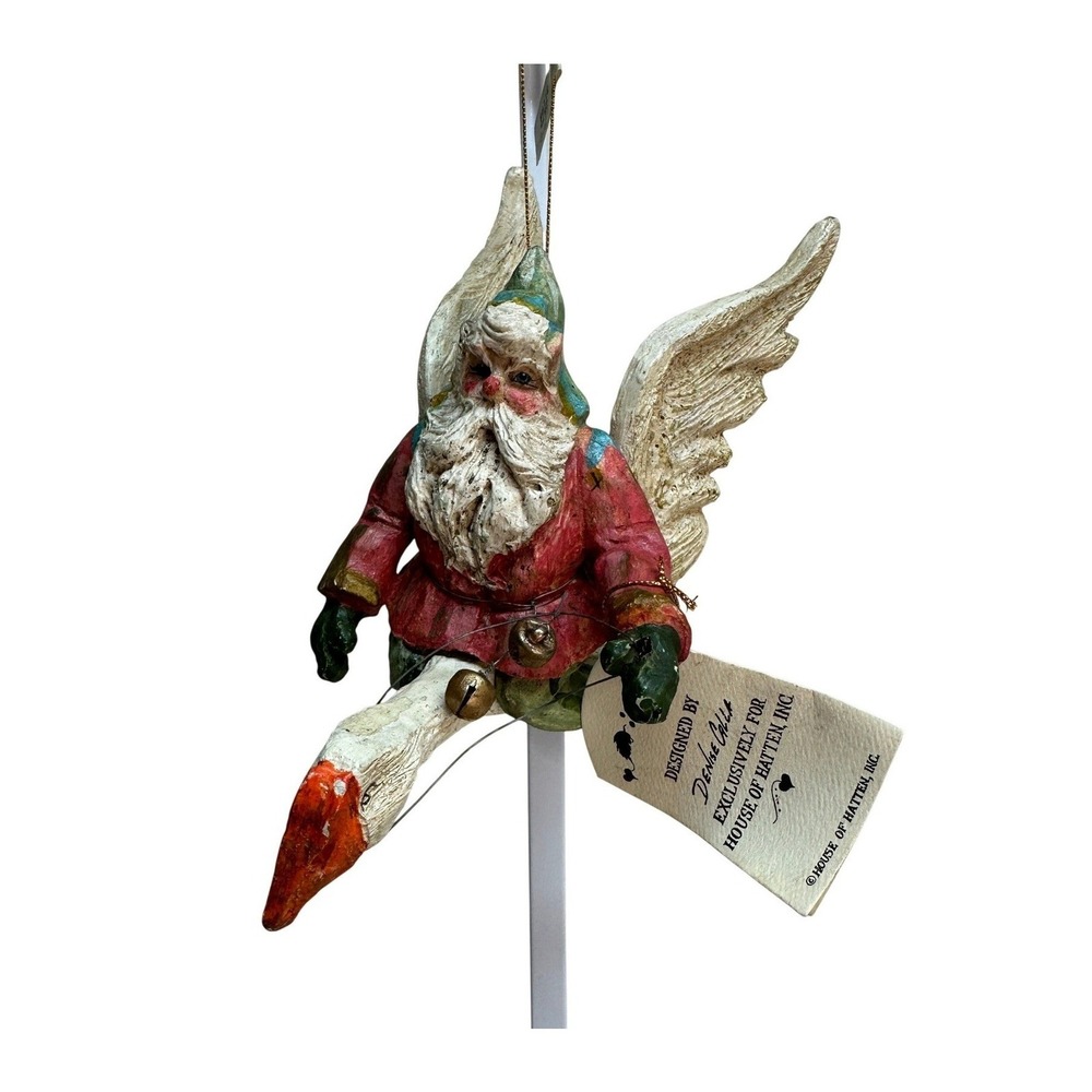 NWT House of Hatten Denise Calla Santa Goose Christmas Ornament Vintage NEW
